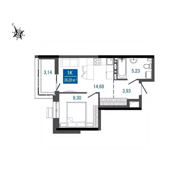 1-к кв. Приморский край, Арсеньев просп. Горького (36.28 м) - Фото 1