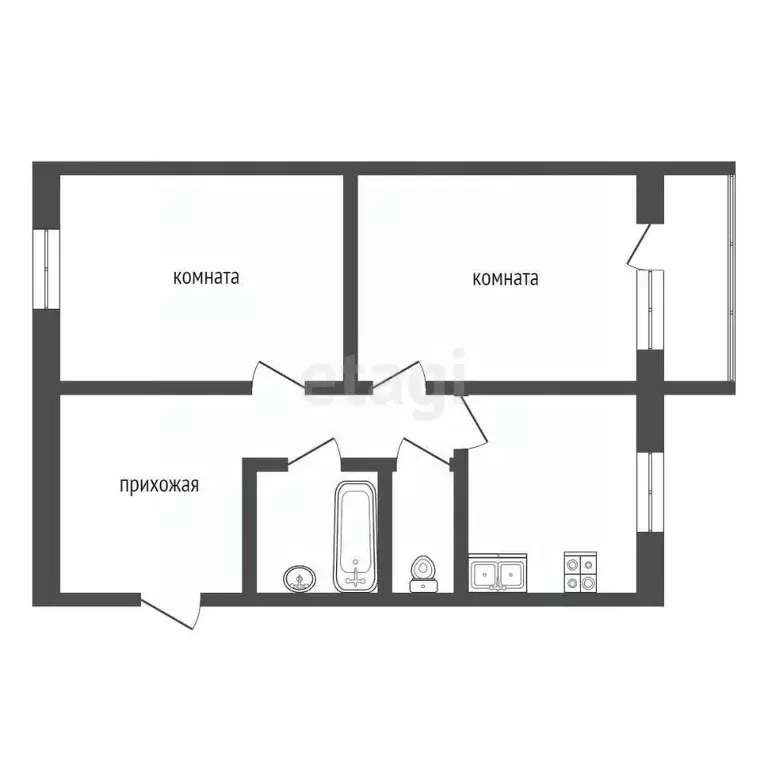 2-к кв. Свердловская область, Туринск Социалистическая ул., 97 (46.1 ... - Фото 1