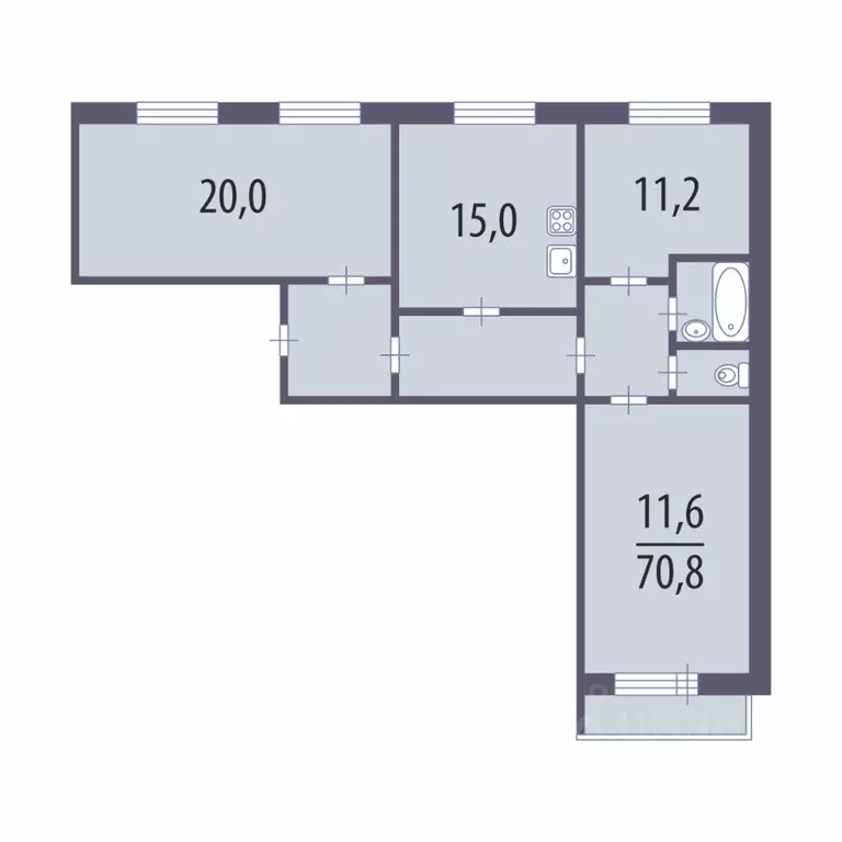 3-к кв. Санкт-Петербург просп. Энтузиастов, 40к2Б (70.8 м) - Фото 0