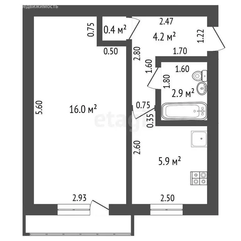 1-комнатная квартира: Ишим, Береговая улица, 21 (29.4 м) - Фото 0