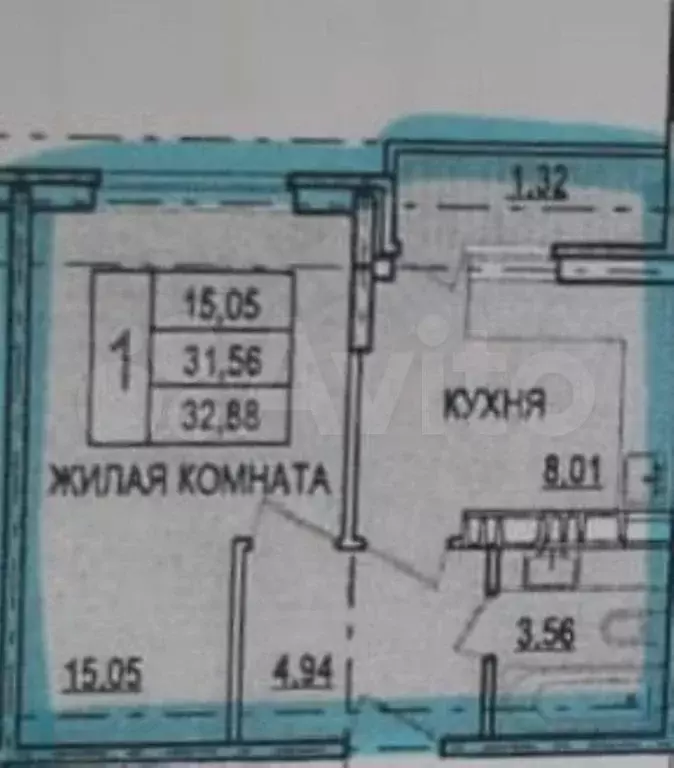 1-к. квартира, 32,2 м, 4/17 эт. - Фото 0