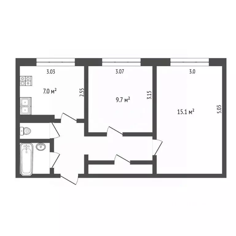 2-к кв. Ямало-Ненецкий АО, Ноябрьск Советская ул., 90Б (44.4 м) - Фото 1