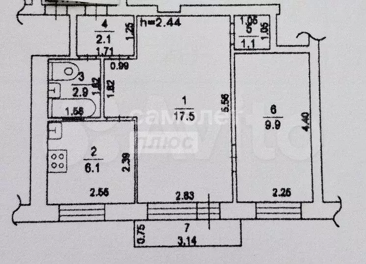 2-к. квартира, 39,6 м, 2/5 эт. - Фото 0