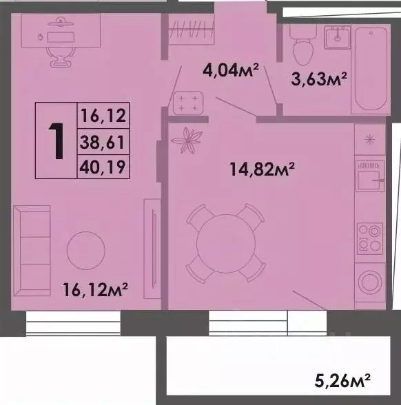 1-к кв. Саха (Якутия), Якутск ул. Богатырева, 9 (40.19 м) - Фото 0