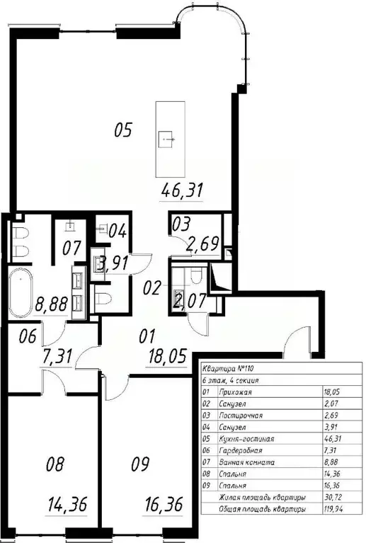 2-к кв. Москва Костянский пер., 13 (119.9 м) - Фото 1