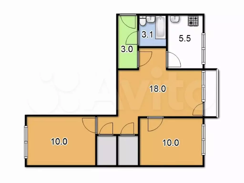 3-к. квартира, 64 м, 5/5 эт. - Фото 0