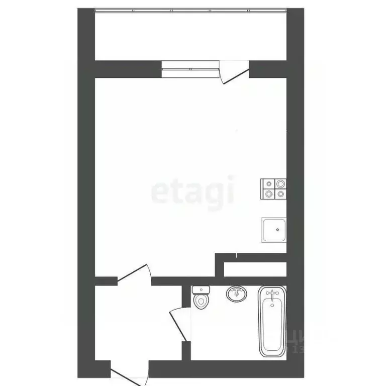 Студия Тюменская область, Тюмень ул. Тимофея Чаркова, 81к2 (28.7 м) - Фото 1