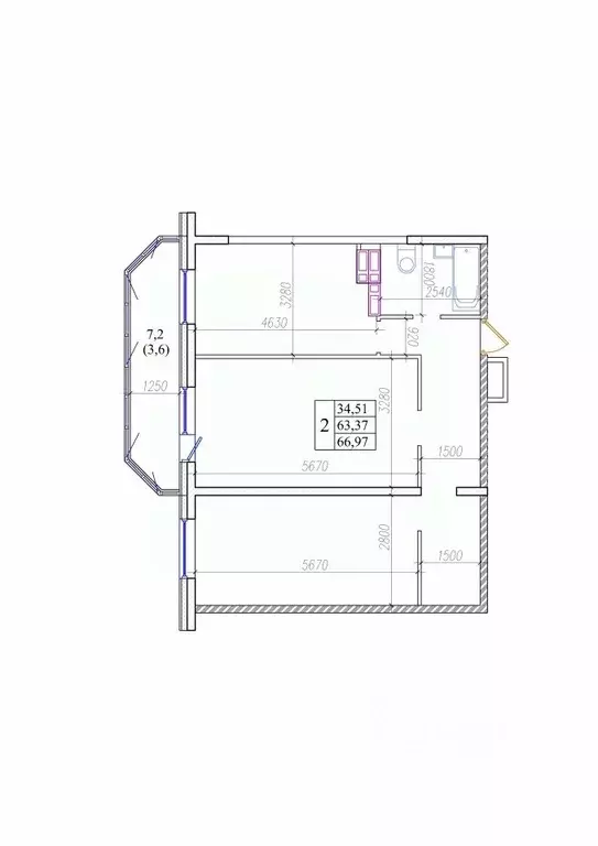 2-к кв. Приморский край, Владивосток ул. Архангельская, 27к1 (63.2 м) - Фото 0