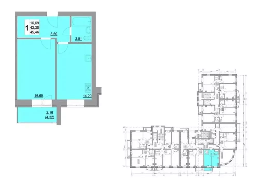Продаётся 1-к квартира, 45.3 м - Фото 1