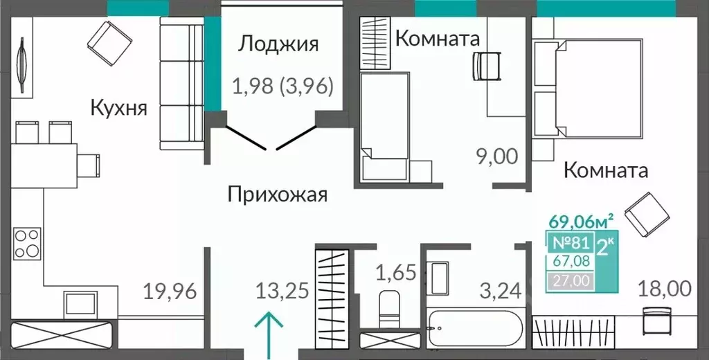 2-к кв. Крым, Симферополь Крымская роза мкр, Абрикос жилой комплекс ... - Фото 0