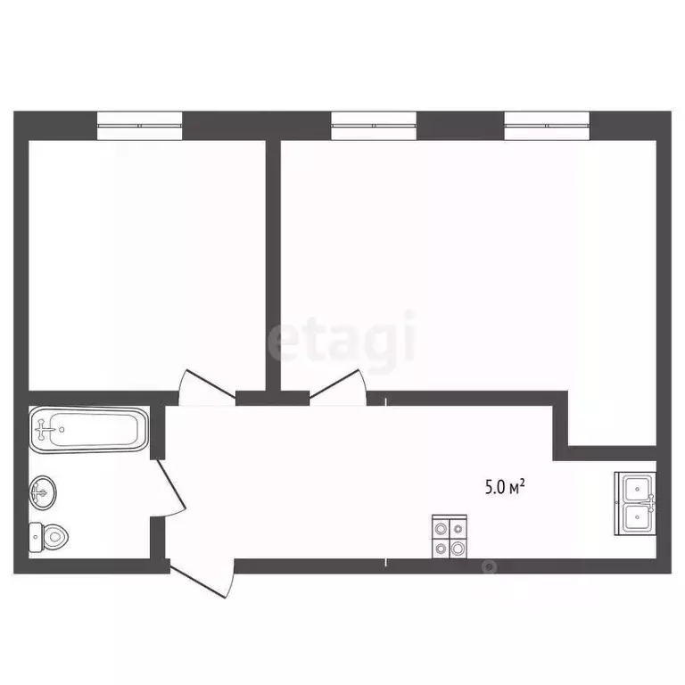 2-к кв. Томская область, Томск ул. Карпова, 23 (42.2 м) - Фото 2