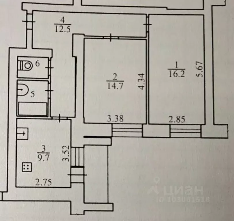 2-к кв. Калужская область, Калуга пер. 1-й Пестеля, 26 (58.0 м) - Фото 2