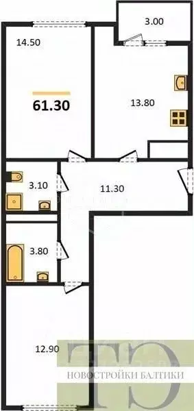 2-к кв. Калининградская область, Калининград Новгородская ул., 3Ак6 ... - Фото 0