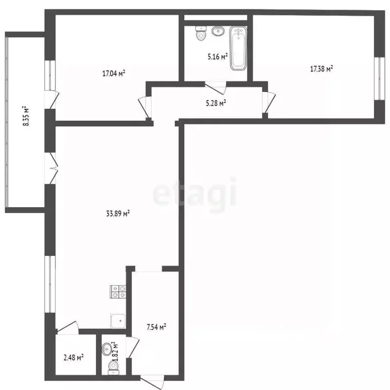 2-к кв. Тюменская область, Тюмень ул. Тимофея Кармацкого, 5 (91.3 м) - Фото 2