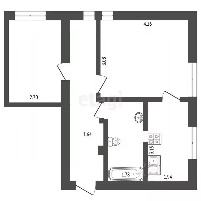 2-к кв. Москва ул. Маршала Рыбалко, 18К3 (46.6 м) - Фото 2