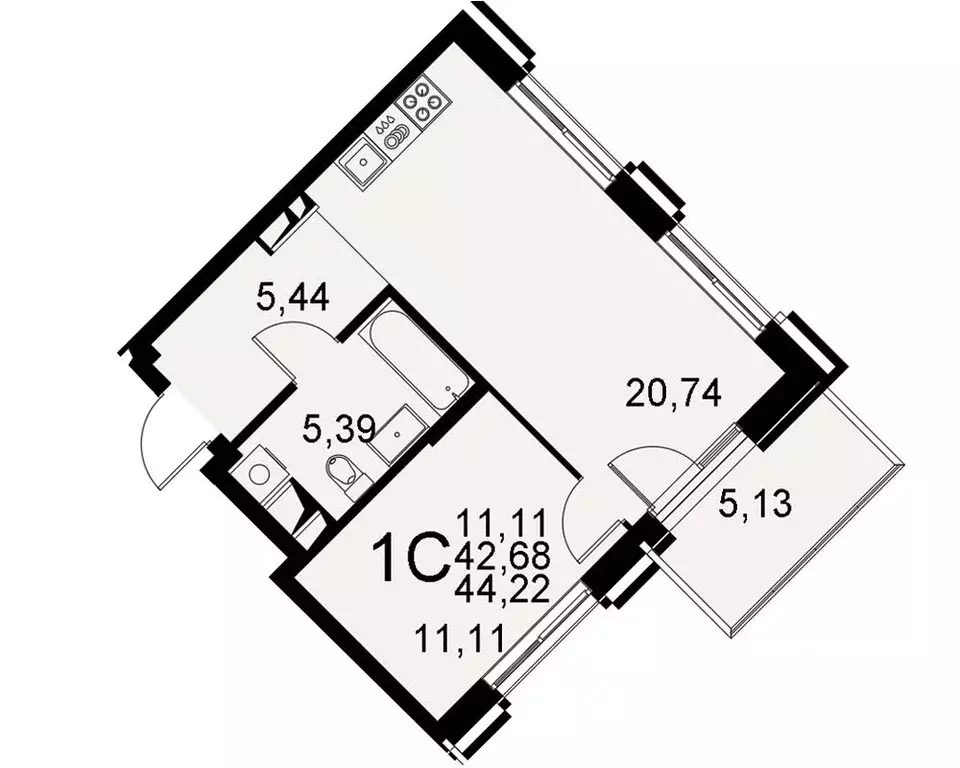 1-к кв. Тульская область, Тула Хлебная пл. (44.22 м) - Фото 0