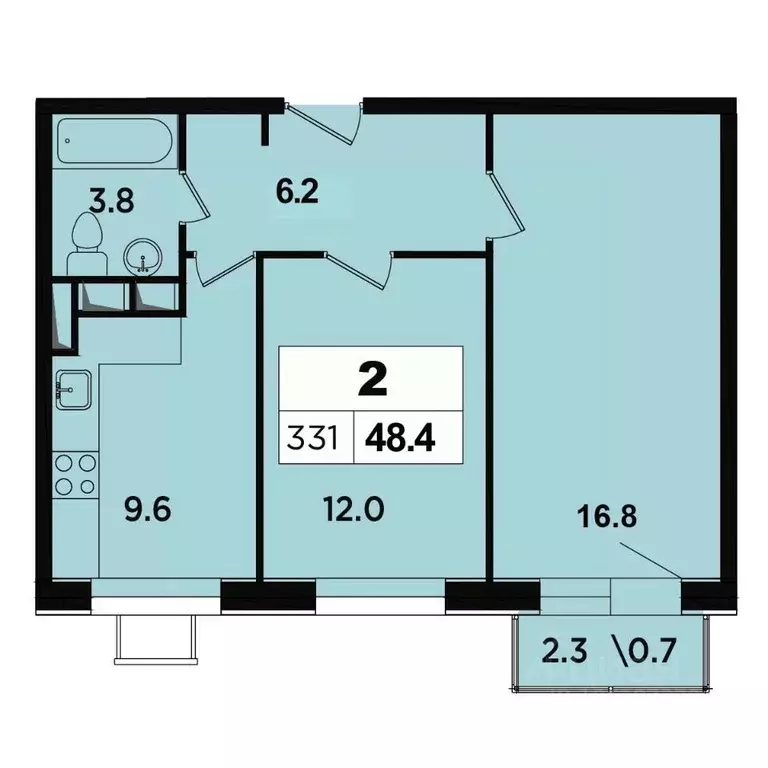 2-к кв. Москва Березовая аллея, 19к4 (48.4 м) - Фото 2