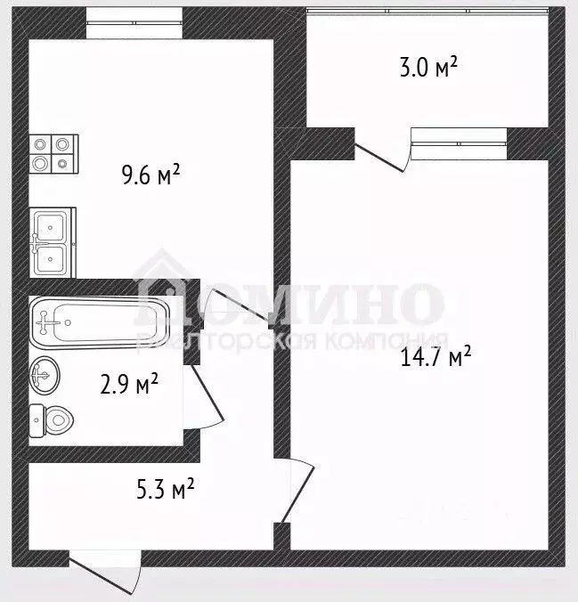 1-к кв. Тюменская область, Тюмень ул. Елизарова, 12 (32.1 м) - Фото 1