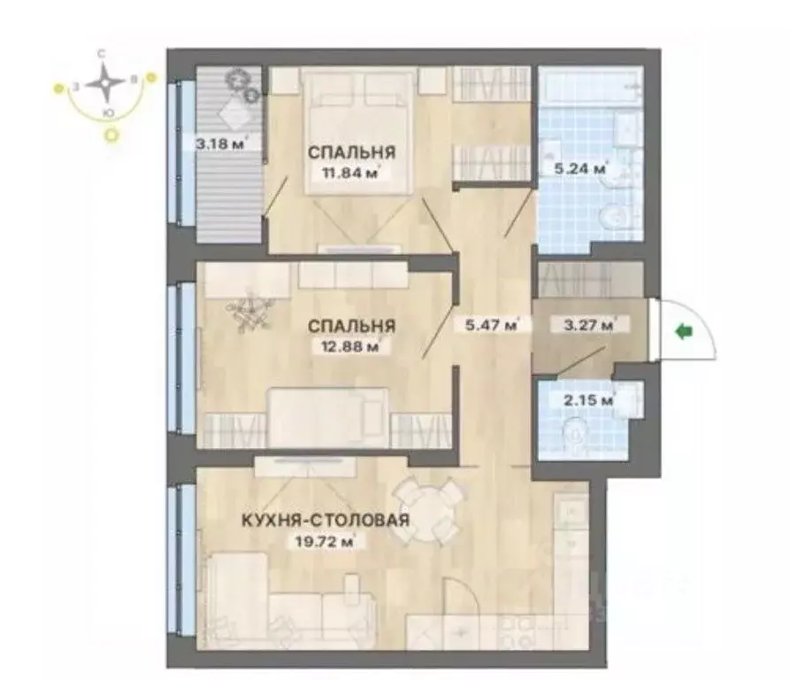 2-к кв. Свердловская область, Екатеринбург пер. Ударников, 33 (63.0 м) - Фото 1
