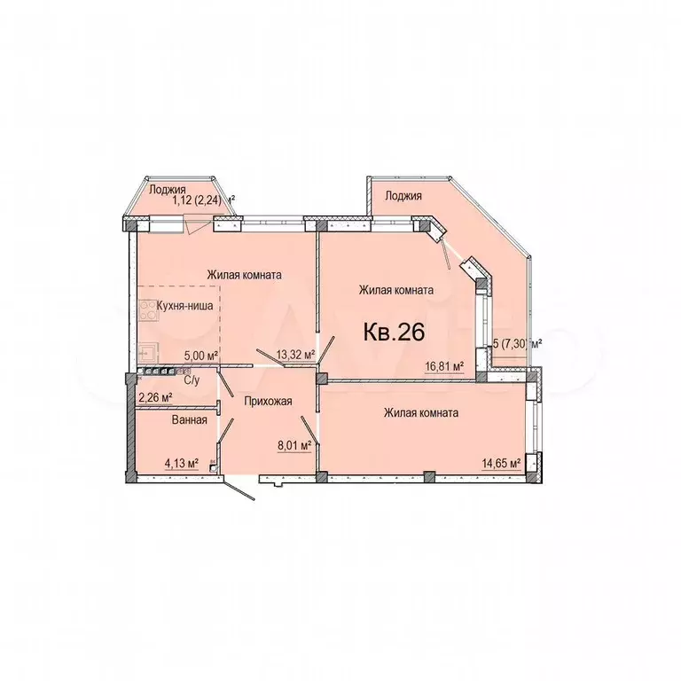 3-к. квартира, 69 м, 3/3 эт. - Фото 0