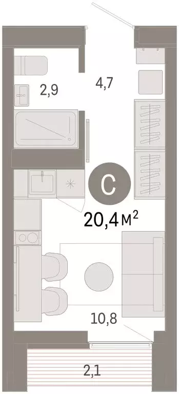 Квартира-студия: Екатеринбург, улица Гастелло, 19А (20.38 м) - Фото 1