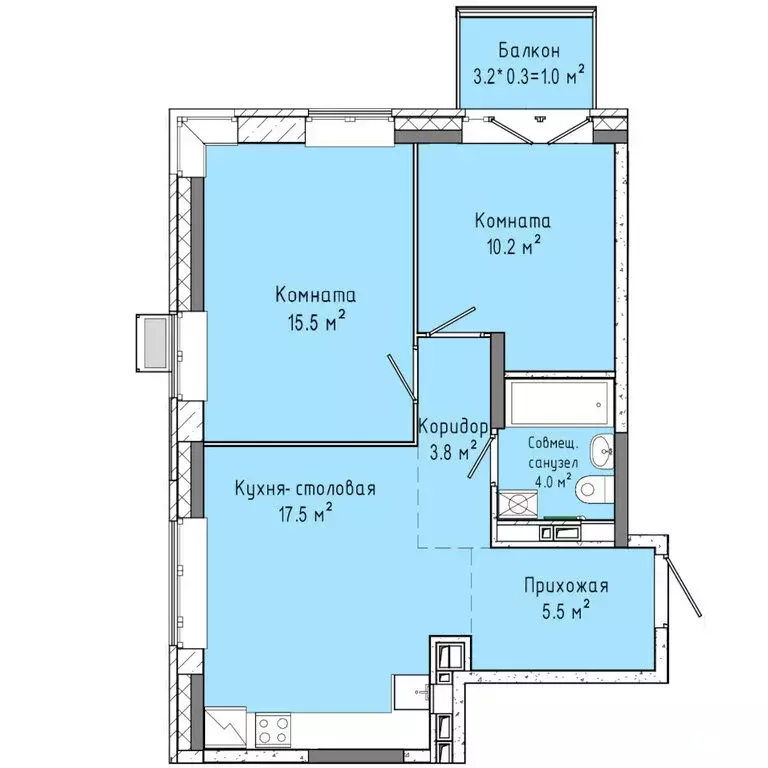 2-комнатная квартира: Ижевск, улица Ленина, 91/1 (57.4 м) - Фото 0