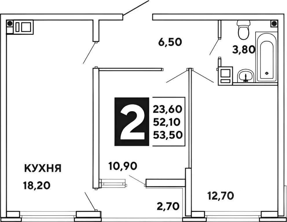 2-к кв. Краснодарский край, Краснодар ул. Западный обход (55.0 м) - Фото 2