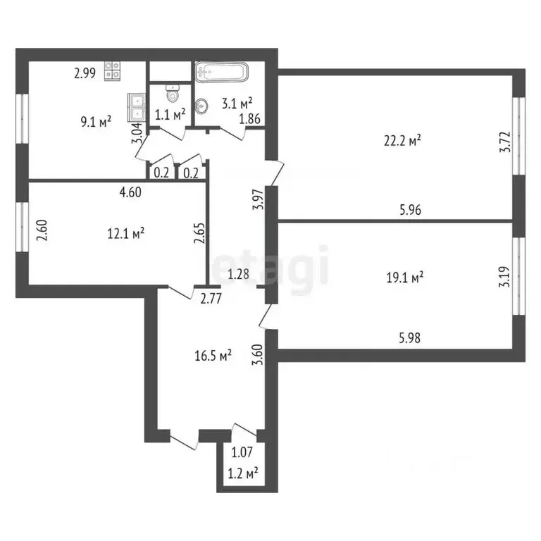 3-к кв. Санкт-Петербург Ленинский просп., 116 (84.8 м) - Фото 1