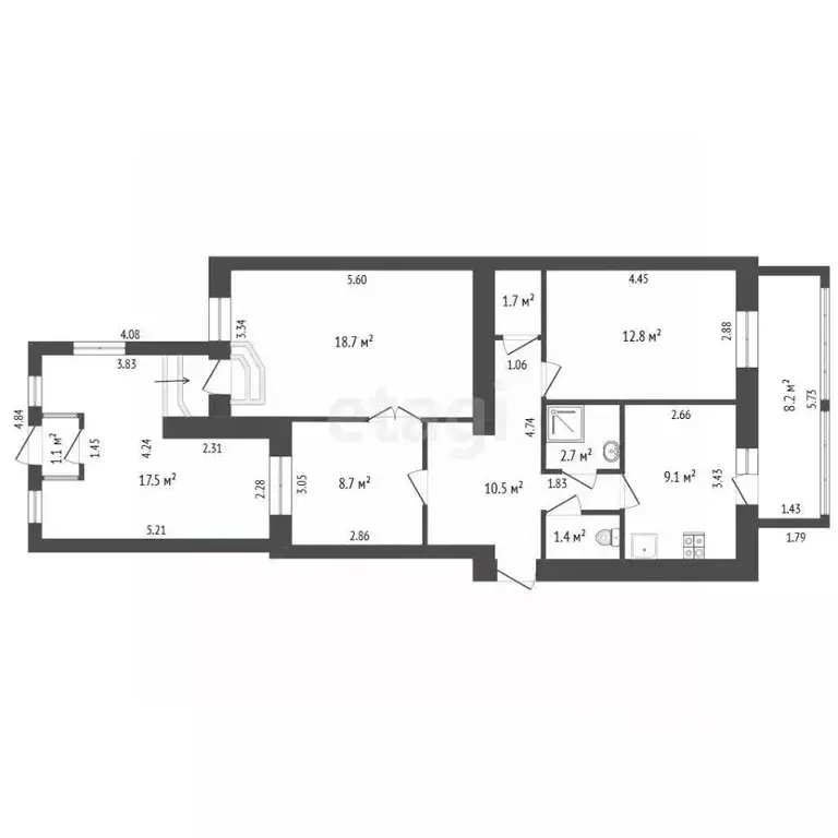 3-к кв. Крым, Сакский район, с. Орехово просп. 60 лет СССР (92.5 м) - Фото 1