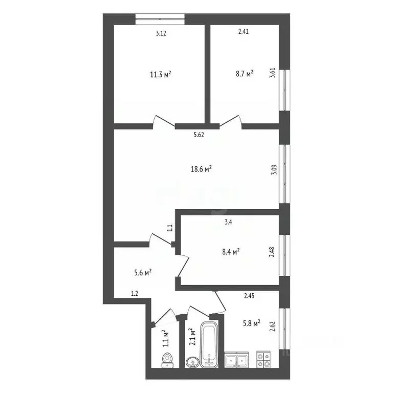 4-к кв. Тамбовская область, Тамбов ул. Тамары Дерунец, 73 (60.5 м) - Фото 2