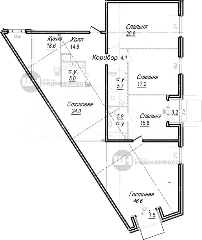 1-к. квартира, 186 м, 7/8 эт. - Фото 0