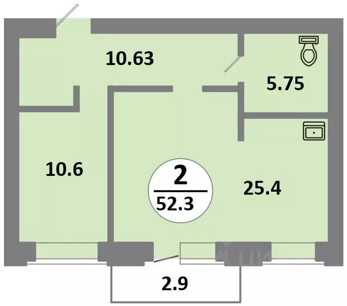 2-к кв. Красноярский край, Красноярск Соколовская ул., 52 (52.3 м) - Фото 0