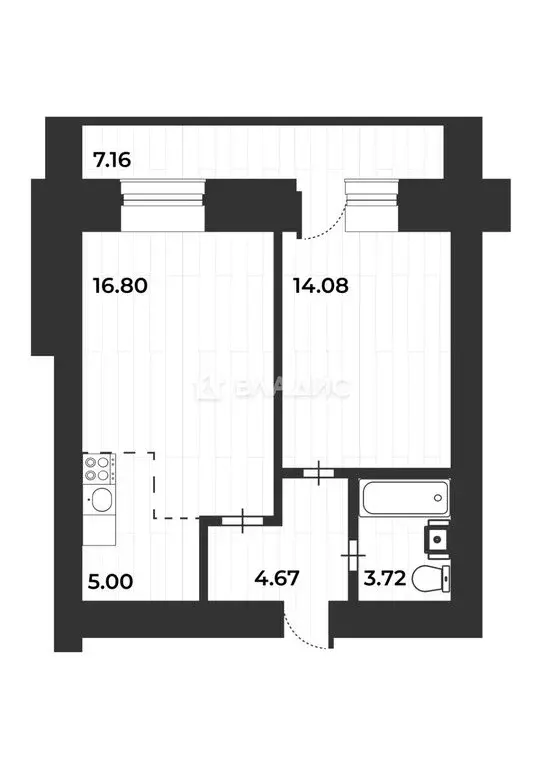 2-комнатная квартира: Благовещенск, Заводская улица, 4/5 (50 м) - Фото 1