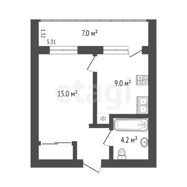 1-комнатная квартира: Самара, 5-я просека, 125 (29.7 м) - Фото 1