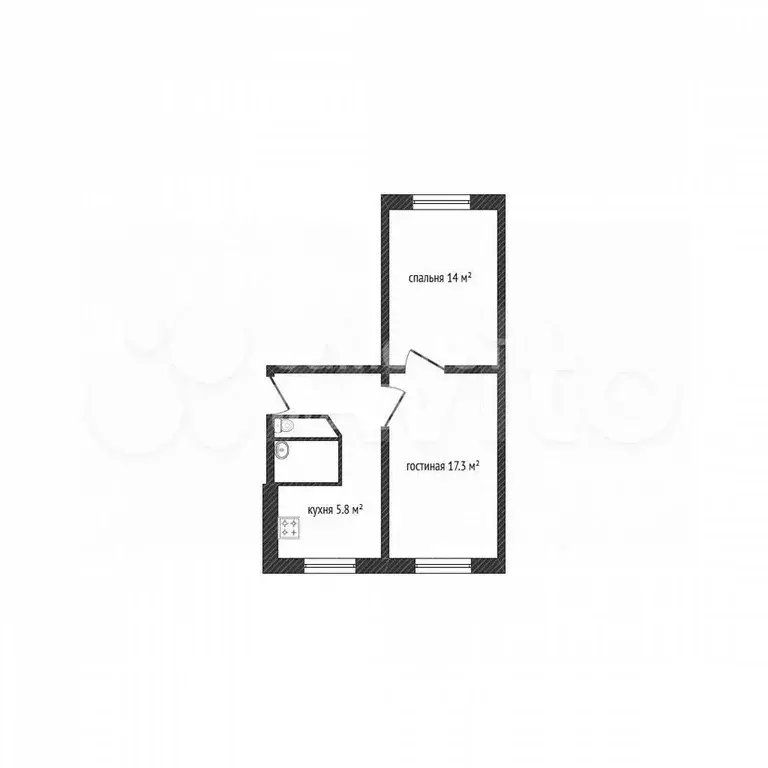 2-к. квартира, 43,8 м, 1/5 эт. - Фото 0