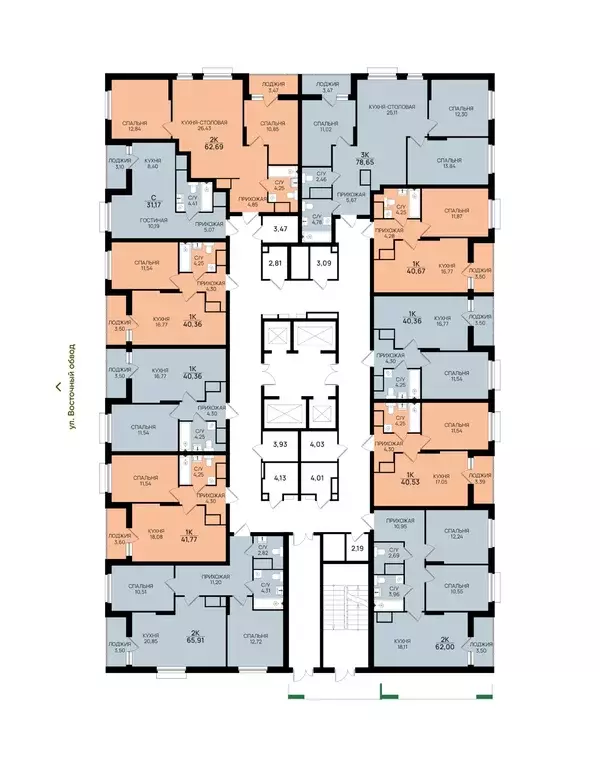 3-к кв. Тульская область, Тула ул. Академика Насоновой, 22 (77.48 м) - Фото 2