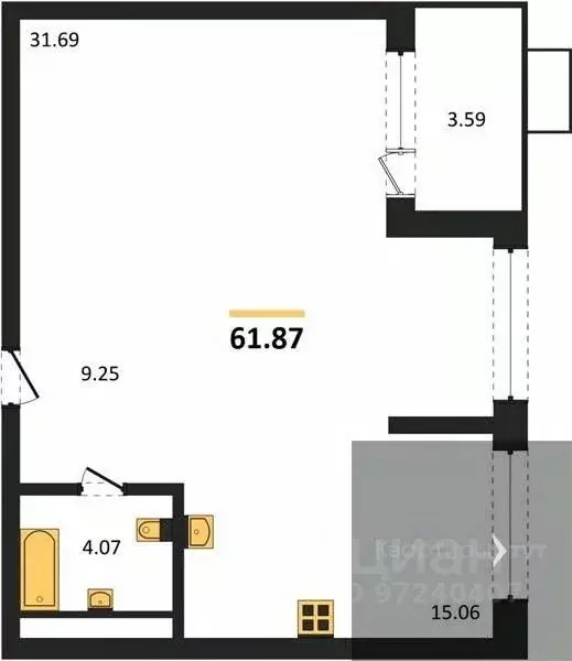 2-к кв. Воронежская область, Воронеж наб. Чуева, 7 (61.87 м) - Фото 0