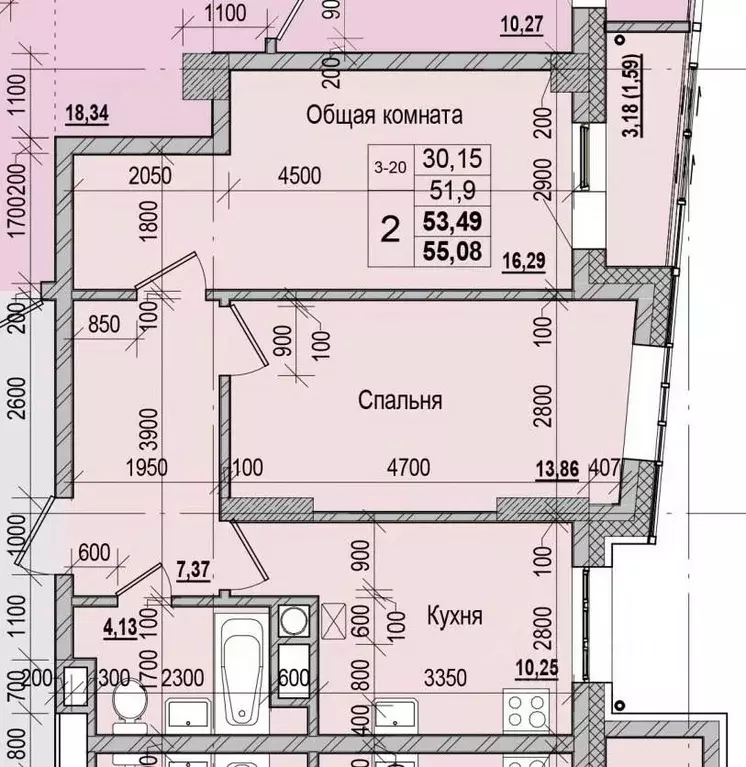 2-к кв. Саха (Якутия), Якутск ул. Чкалова (53.49 м) - Фото 0