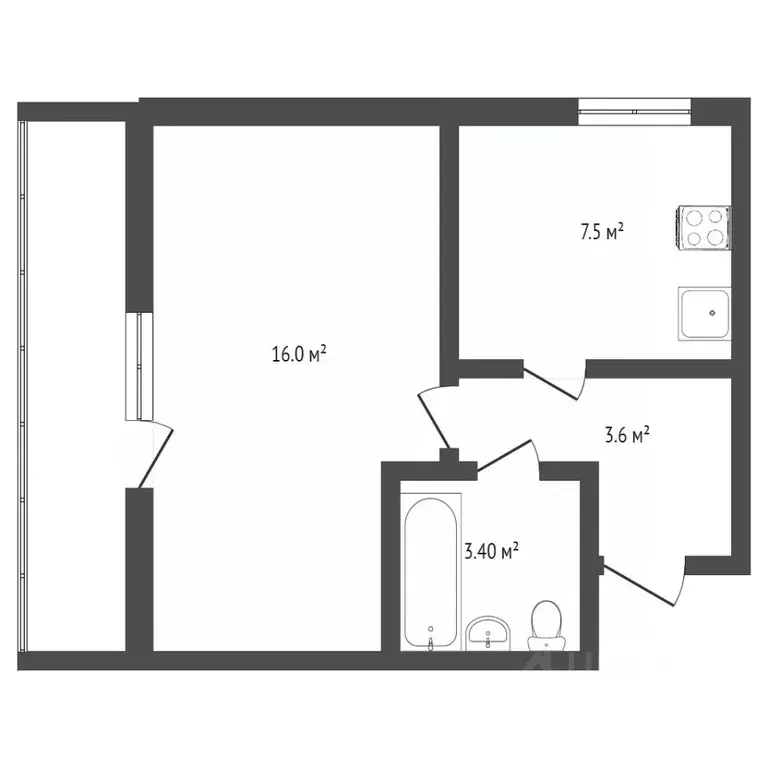 1-к кв. Севастополь просп. Генерала Острякова, 99 (30.7 м) - Фото 2