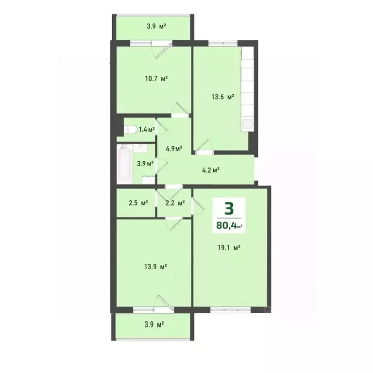 3-к кв. Омская область, Омск Заозерный мкр, ул. Сергея Тюленина, 4 ... - Фото 1