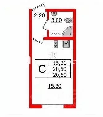 Студия Санкт-Петербург ул. Пейзажная, 30 (20.5 м) - Фото 2