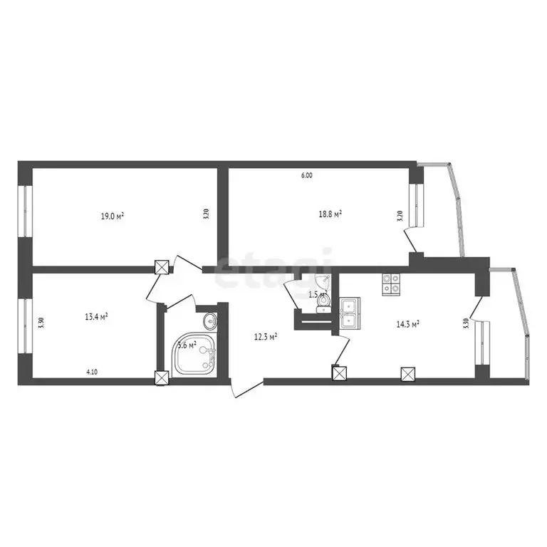 3-комнатная квартира: Феодосия, Симферопольское шоссе, 24Е (89.2 м) - Фото 1