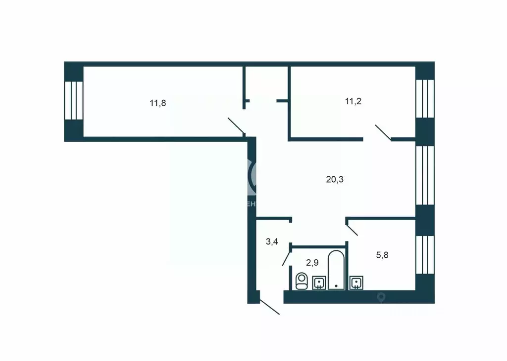 3-к кв. Новосибирская область, Обь Железнодорожная ул., 12 (58.0 м) - Фото 2