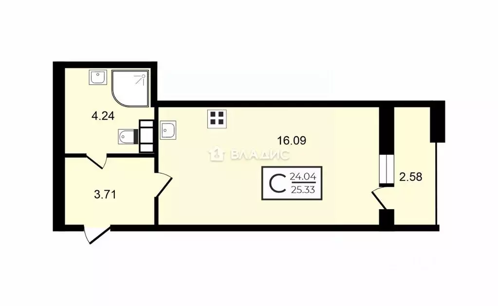 Квартира, студия, 25.05 м - Фото 2