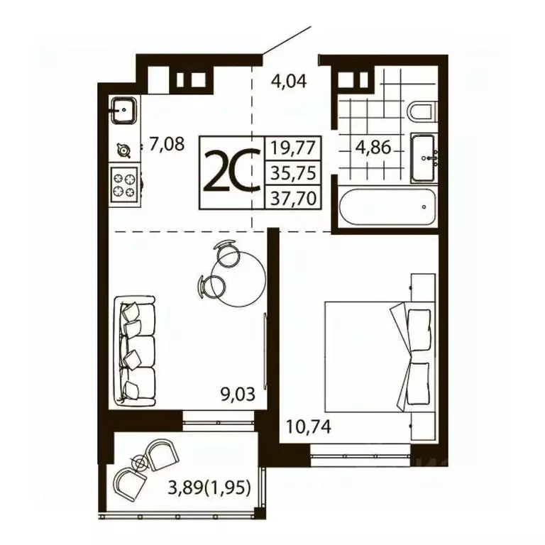 1-к кв. Ростовская область, Ростов-на-Дону ул. Текучева, 370/3 (37.62 ... - Фото 0