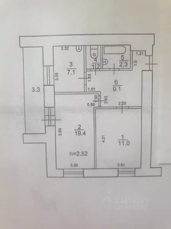 2-к кв. Самарская область, Тольятти ул. Мурысева, 54 (50.0 м) - Фото 0