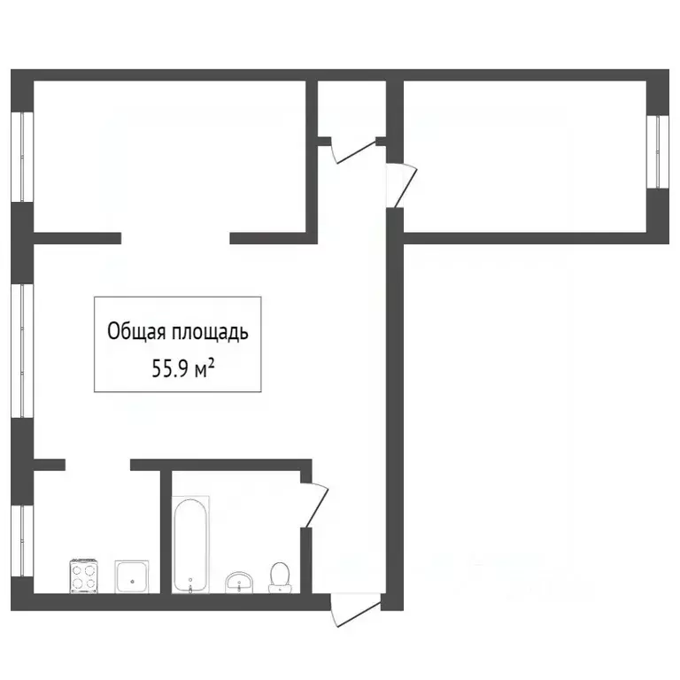 3-к кв. Новосибирская область, Новосибирск ул. Плахотного, 29 (56.3 м) - Фото 2