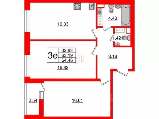 2-к кв. Санкт-Петербург Кубинская ул., 82к3с1 (64.46 м) - Фото 0