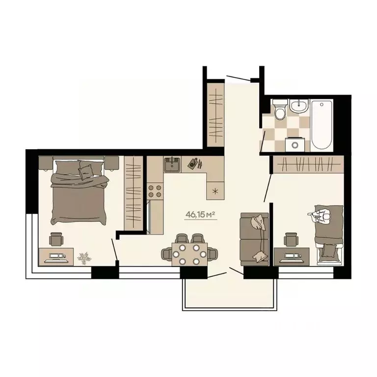 3-к кв. Приморский край, Владивосток ул. Грязелечебница (48.11 м) - Фото 1