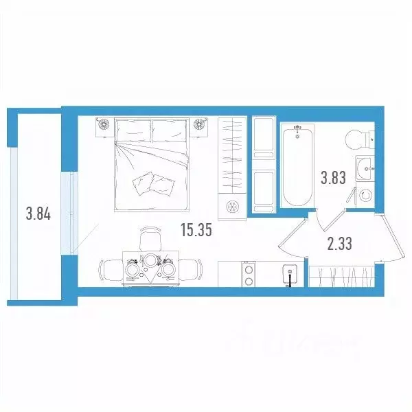 Студия Санкт-Петербург дор. Муринская, 67 (22.66 м) - Фото 0